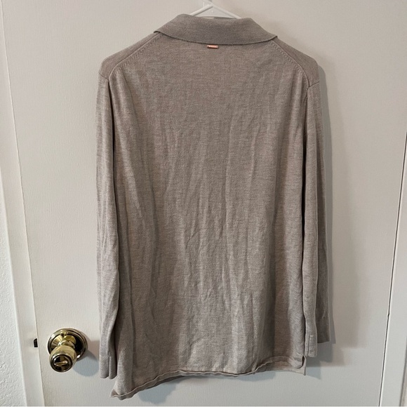 Victoria’s Secret Loungewear Luxe Cream Knit Button Up Pajama Shirt Driftwood M - Picture 7 of 10